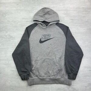 Vintage Nike Sweatshirt Adult Large Gray Hoodie Pullover Center Swoosh Logo
